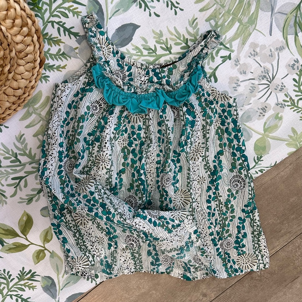 Rabbit Moon Toddler Girl Bohemian Floral Print Ruffle Sleeveless Blouse 4T - Picture 11 of 16